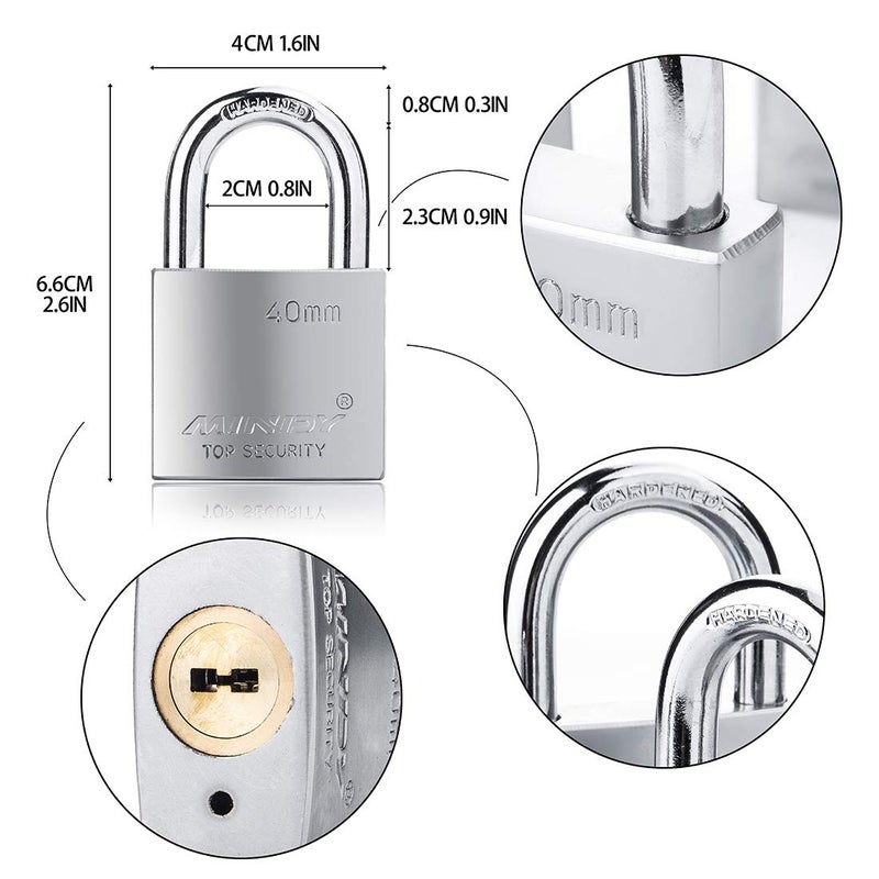 Mindy 40mm Heavy Duty Lock Warehouse Waterproof Keyed Padlock High Security Padlock with 4 Keys - Image 3